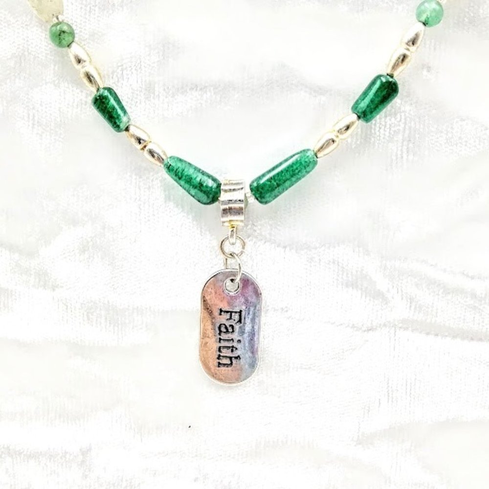 AVENTURINE GEMSTONE* GREEN*NECKLACE & EARRINGS*HANDCRAFTED.